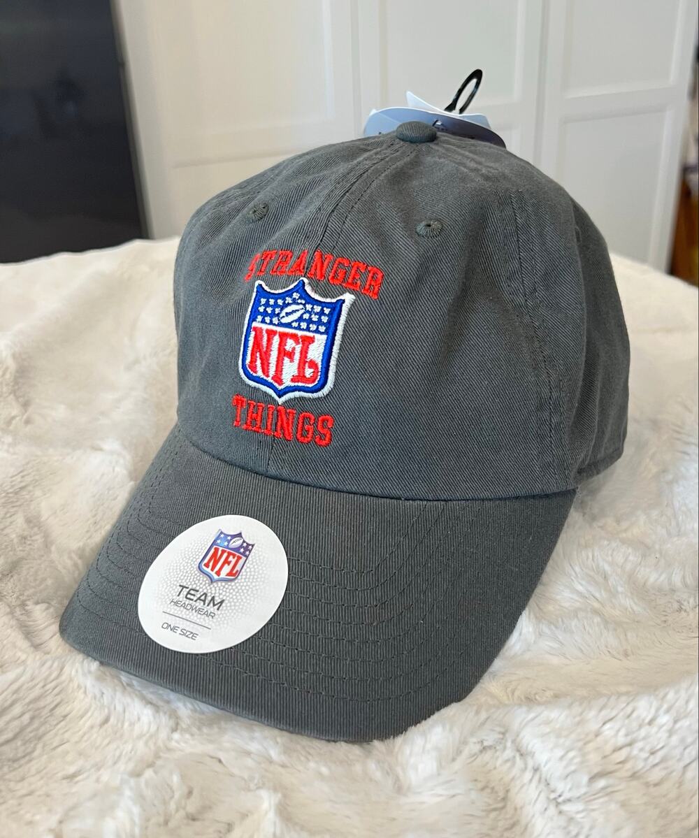 NWT NFL Team STRANGER THINGS Baseball Cap Hat Mens Women's OS Gray $25 New